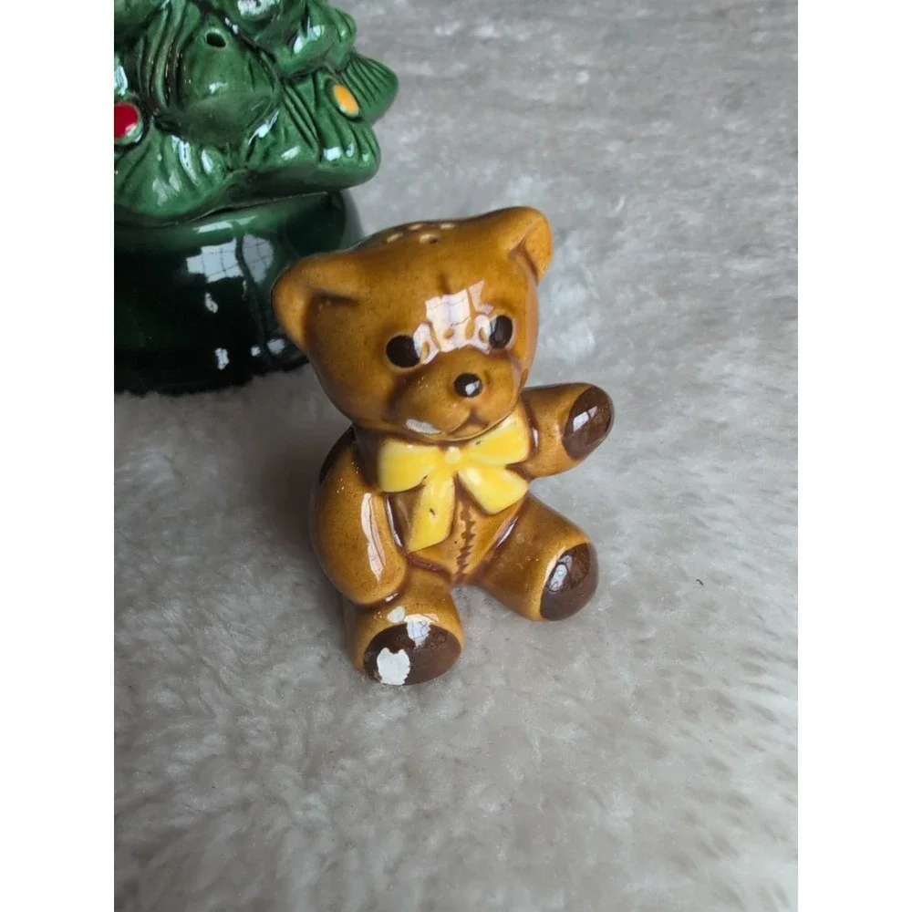 1970's Avon Merry Christmas Tree Hostess Set Ceramic Tree w Salt Pepper  Shakers
